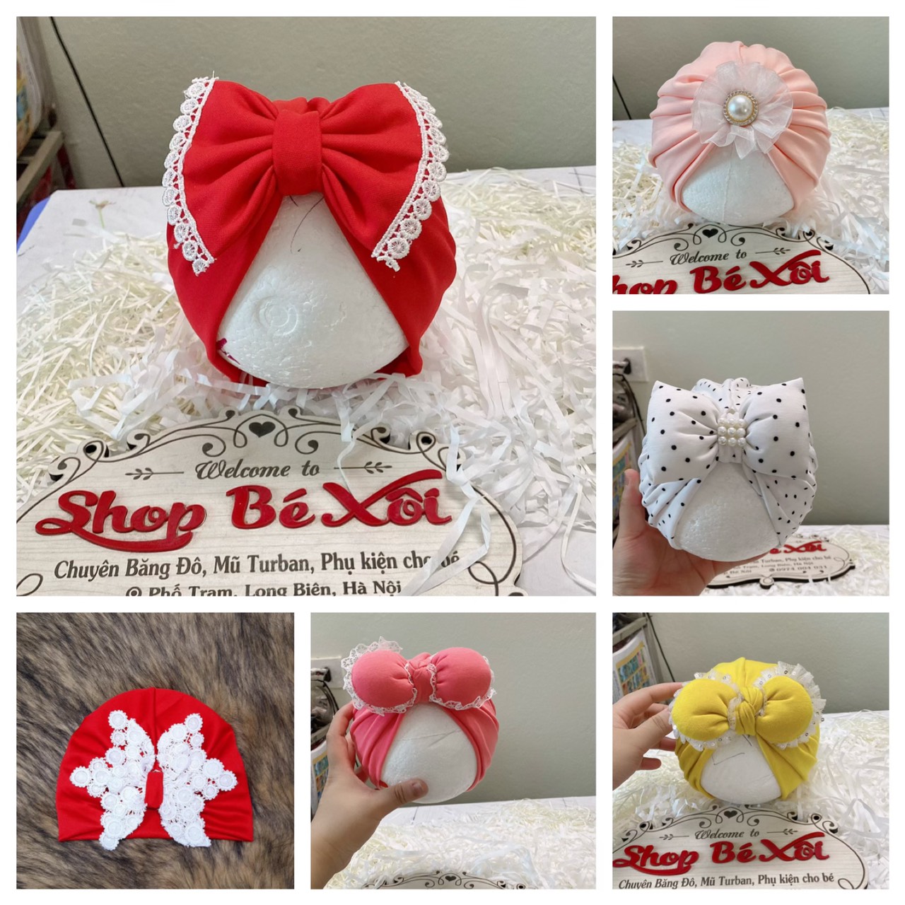 Mũ turban cho bé, nón turban cho bé sơ sinh, turban bé gái, có size