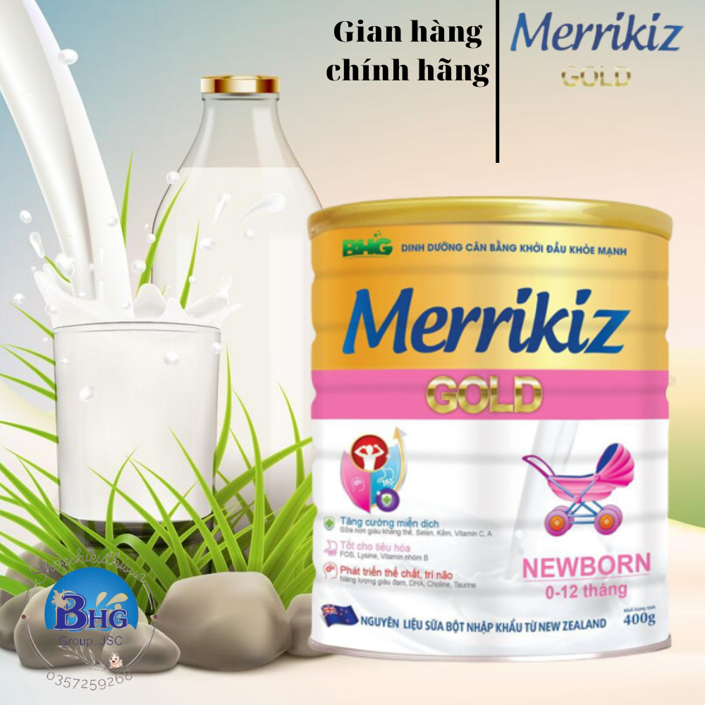 HCMSữa bột Merrikiz Newborn cho trẻ từ 0 đến 12 tháng 400g_900g  Tặng xe