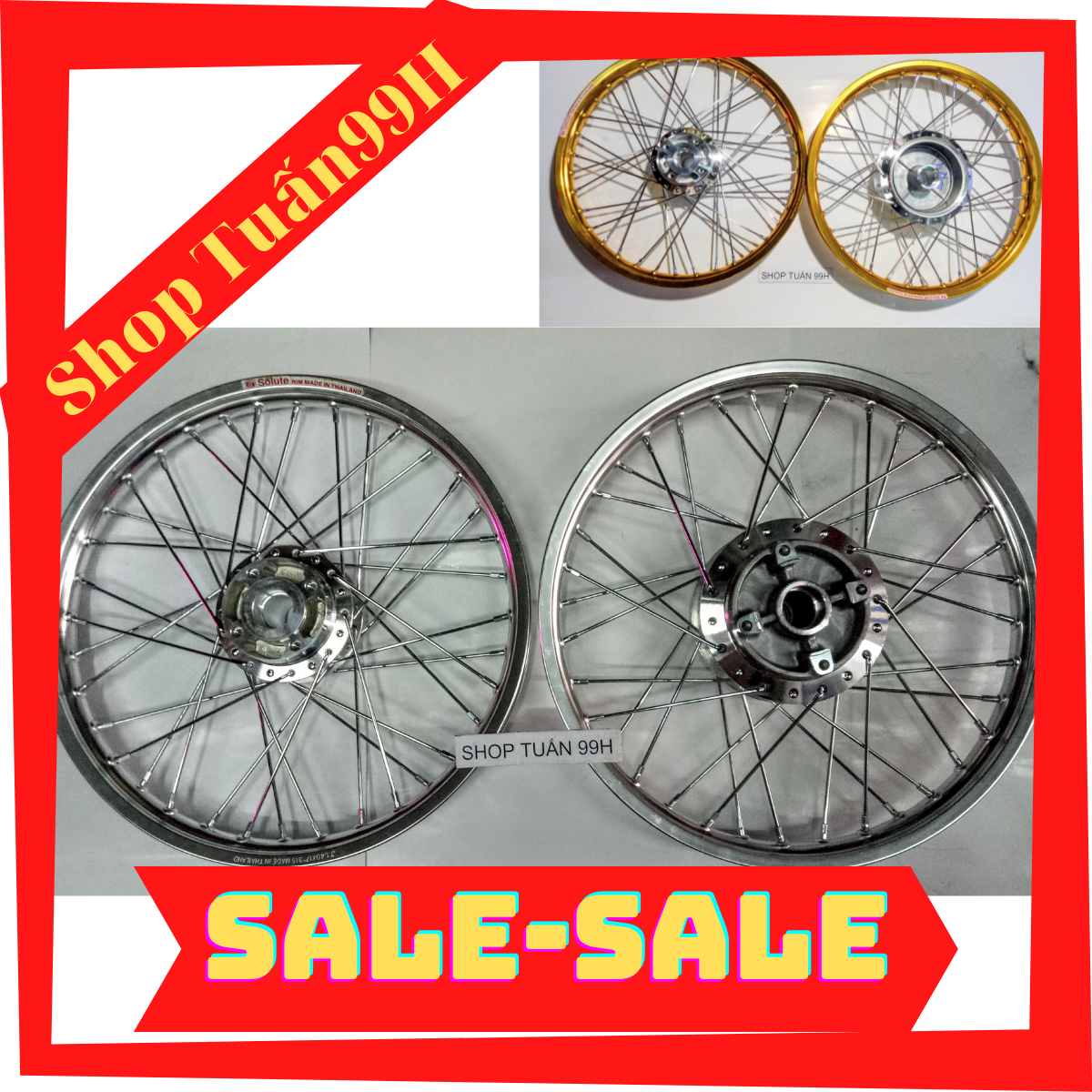 Bộ bánh căm crom niềng nhôm rút sẵn dành cho Exciter 135 2 đĩa