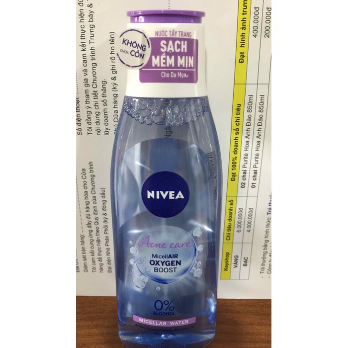Nước tẩy trang nivea chăm sóc da mụn 200ml