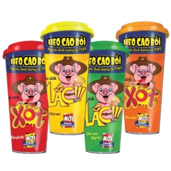 combo 4 hủ xúc xích lắc heo cao bồi (có 4 màu đỏ vàng cam xanh)