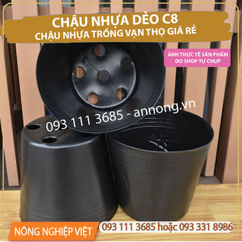 Combo 50 chậu nhựa C8 - Chậu Nhựa Trồng Vạn Thọ 1 Gốc C8 Đen