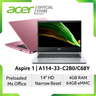 [Latest 2021 Model] Acer Aspire 1 A114-33-C2B0/C68Y(Pink/Silver) Laptop - Preloaded 1 Year Microsoft Office 365 Personal (1)