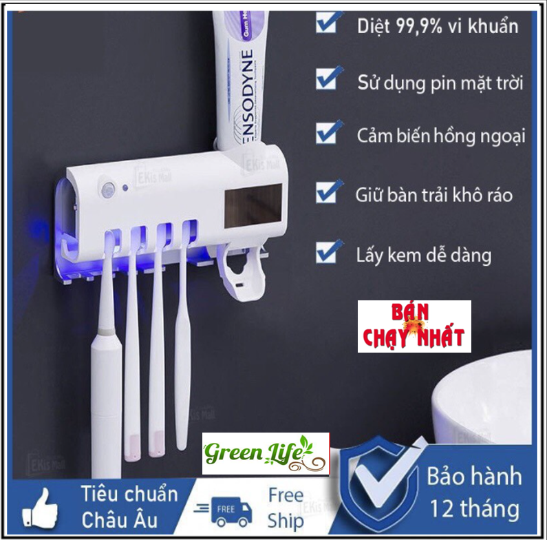 Giá Treo Bàn Trải Nhà Tắm Thông Minh Máy Nhả Kem Đánh Răng Tự Động Cao Cấp,Bộ Nhả Kem Khử Khuẩn Hồng Ngoại,Kệ Để Đồ Phòng Tắm Có Nhả Kem Đánh Răng Tự Động Diệt Khuẩn Bằng Công Nghệ UV Giúp Bàn Chải Luôn Sạch Thơm Mỗi Ngày