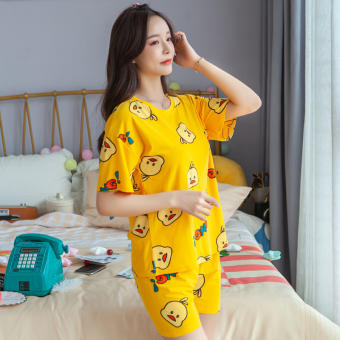 Bộ đồ ngủ nữ ngắn tay, họa tiết VỊT VÀNG