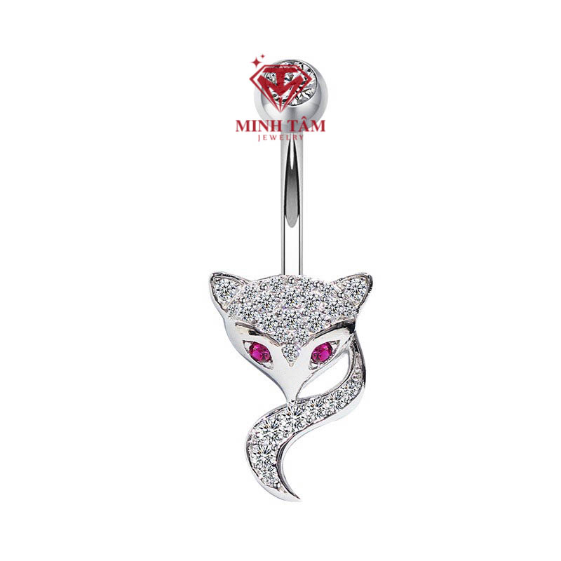 Khuyên rốn bạc hồ ly tình duyên bạc 925 đính đá Minh Tâm Jewelry