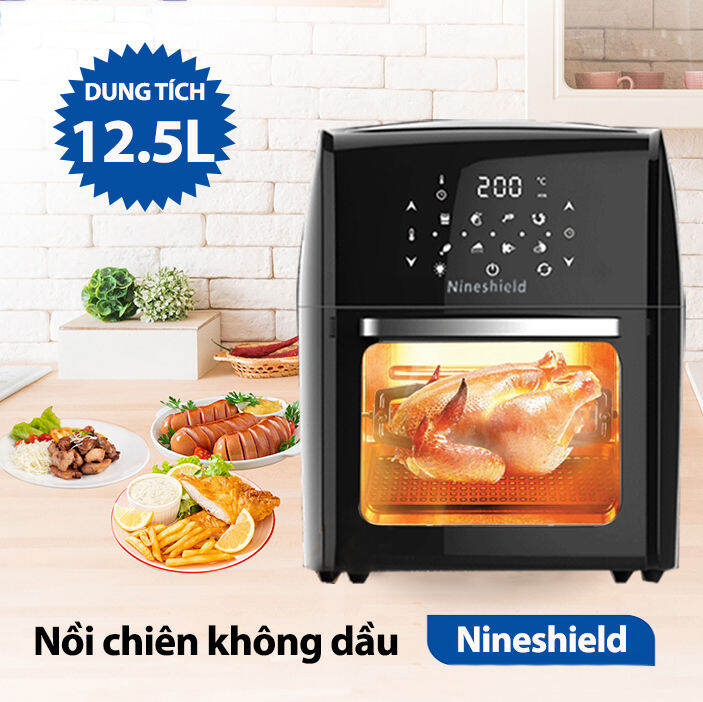 [ HÀNG NHẬP KHẨU ] Nồi Chiên Không Dầu NINESHIELD 12.5L KB-1201 CỠ ĐẠI- Công Suất 1800W- Chiên Nướng Thức Ăn Nhanh Chín, Công Nghệ Hiện Đại Giúp Giảm Đến 80 Lượng Chất Béo Dầu Mỡ Có Trong Thực Phẩm, Điều Khiển Bằng Cảm Ứng