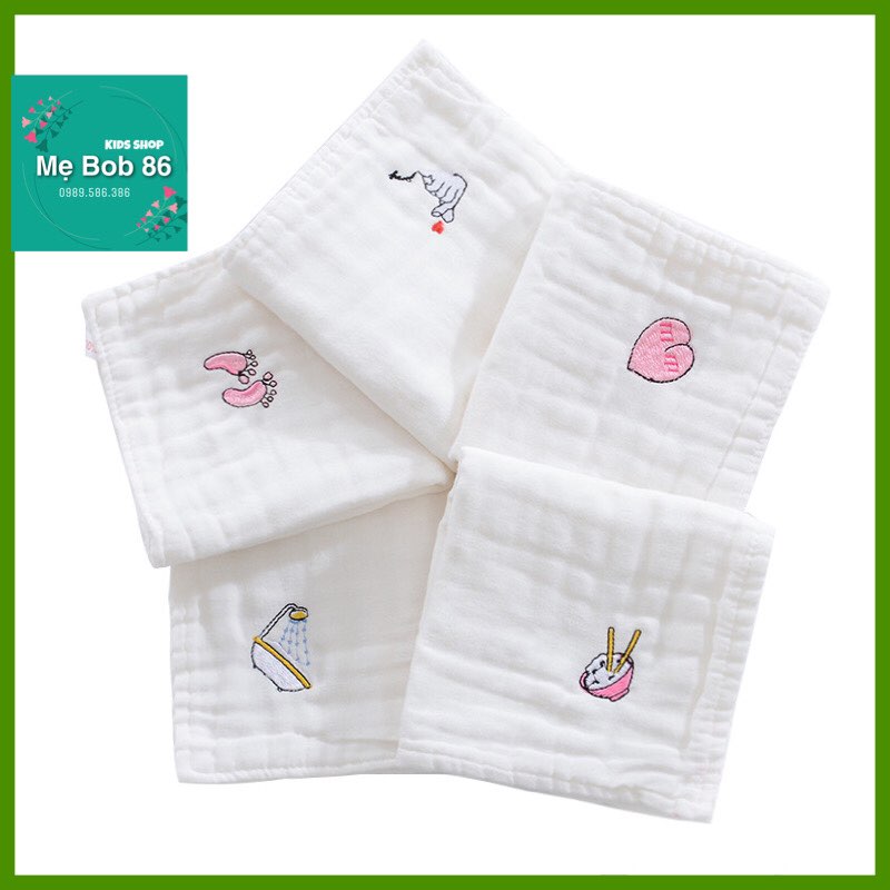 Khăn mặt xô 6 lớp sợi tre cho bé - 30x30cm - trắng
