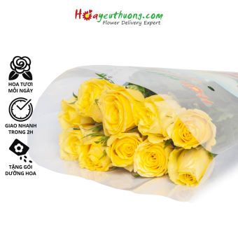 Hoa Hồng Vàng Ánh Trăng Hoayeuthuong - hoa tươi Đà Lạt trang trí nhà cửa, văn phòng