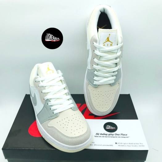 Giày Jordan Paris CHUẨN 11 giày sneaker JD 1 màu xám cổ thấp , size nam nữ 36-43