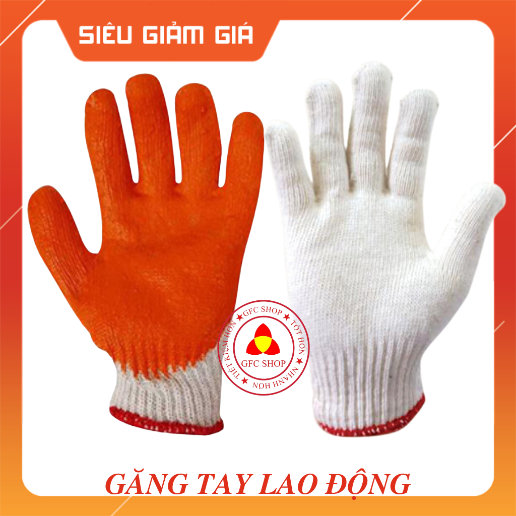 Combo 2 Đôi Găng tay lao động loại vải hoặc sơn đỏ