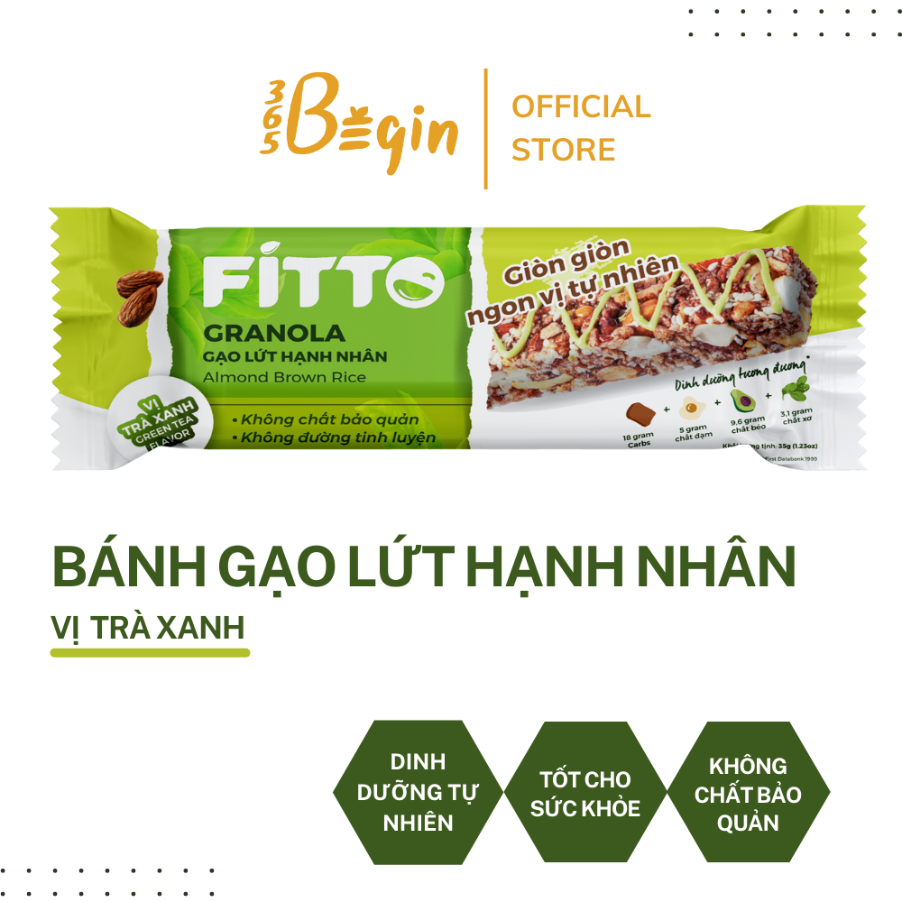 FITTO - GRANOLA GẠO LỨT HẠNH NHÂN - VỊ TRÀ XANH