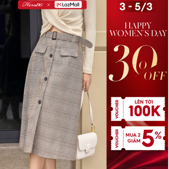 Chân váy A HeraDG thiết kế dáng xòe nhẹ kèm đai trẻ trung, chất dạ cao cấp WJPBC3014