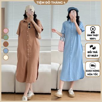 Đầm Sơ Mi Dáng Dài Xẻ Tà TIỆM ĐỒ THÁNG 4 FABRI DRESS