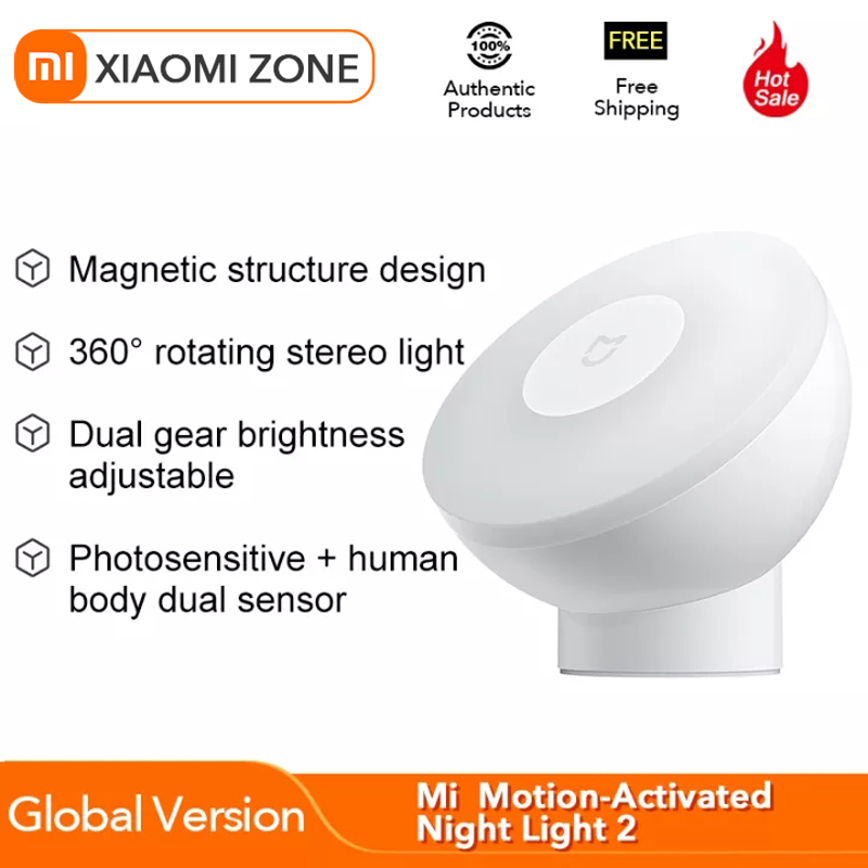 Xiaomi Mijia LED NightLight 2 Corridor Xiaomi Mi Night Light Magnetic Attraction Night Lamp 360 Degree 2 files Adjustable Infrared Body Motion Sensor