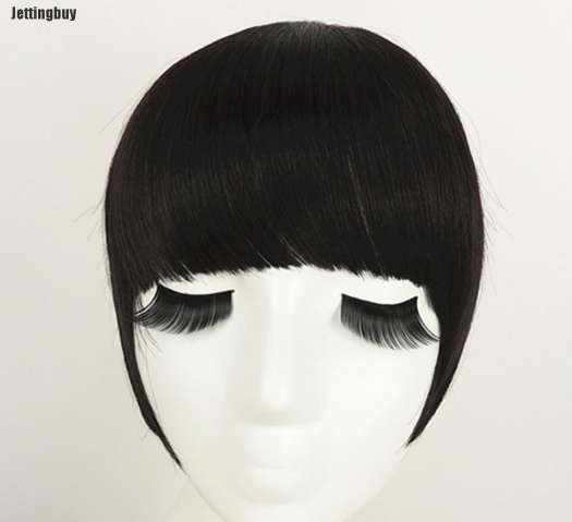 Fringe Clip Ở Trên Bangs, Tóc Nối Thẳng Nâu Đen * Thích Tóc Người