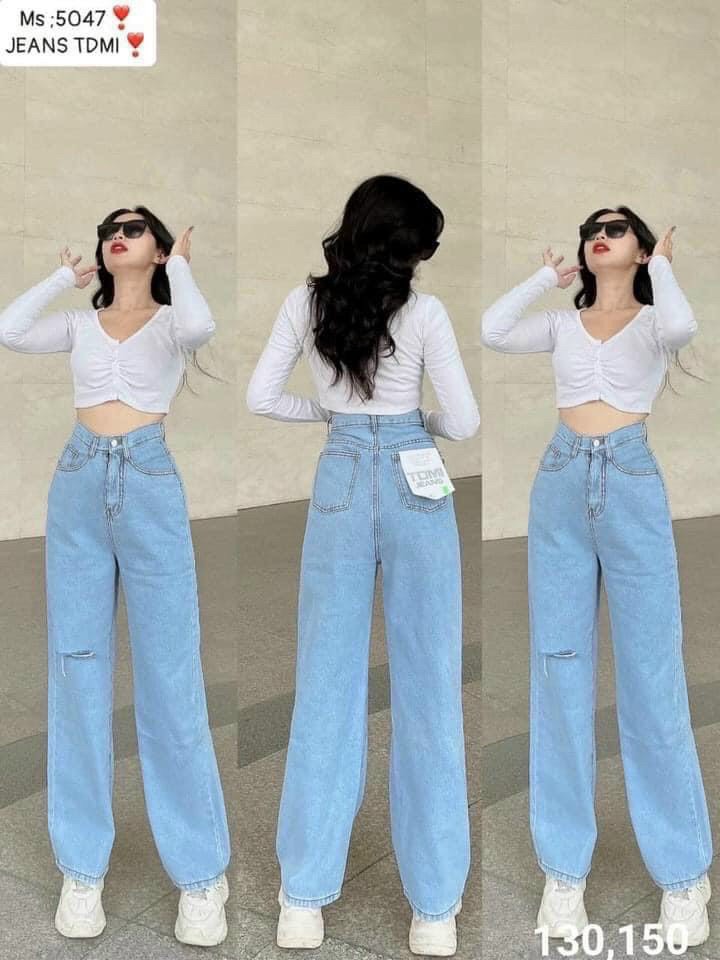 Quần baggy jean ống suông lưng cáo cực cá tính
