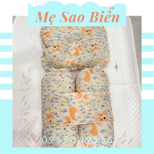 Bộ gối và chặn cho bé sơ sinh vải xô