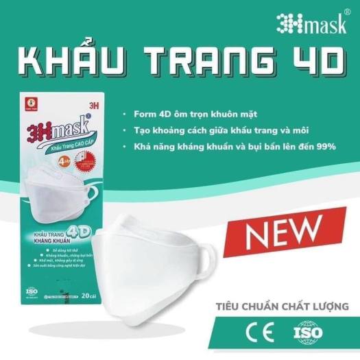 1 thùng 25 hộp (500 cái) Khẩu trang 4D 3HMask Vĩnh Tiến cao cấp