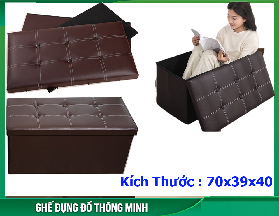 Ghế hộp gấp gọn thông minh, Ghế hộp gấp gọn tiện dụng chất liệu da cao cấp Kích Thước 70x39x40 và Ghế hộp gấp gọn tiện dụng 39x39x40.
