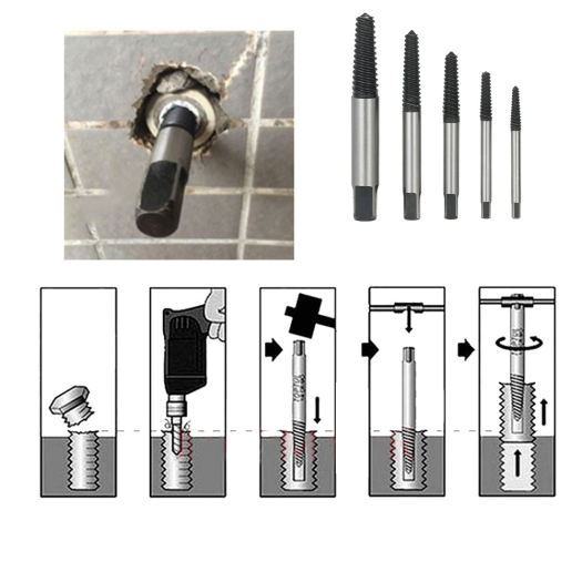 Dụng cụ lấy ốc vít gãy, mũi khoan lấy ốc gãy chuyên dụng; Bộ tháo bu lông ốc vít gãy - có thể kết hợp vớii tay taro tự động hoặc cờ lê thông minh để tháo ốc gãy hoặc sửa đường ống nước