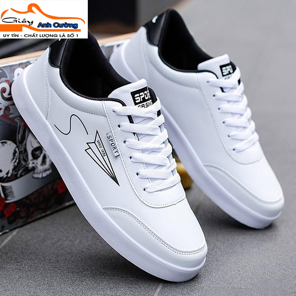 Giày nam thể thao sneaker ANH CƯỜNG trắng đẹp cổ cao cho học sinh đi học đi làm cao cấp Mã GCO -1