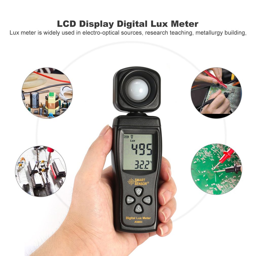 Smart sensor máy quang phổ mini chụp ảnh kỹ thuật số as803 máy đo độ sáng actinomete máy đo độ sáng dụng cụ đo độ sáng 1-200,000 lux