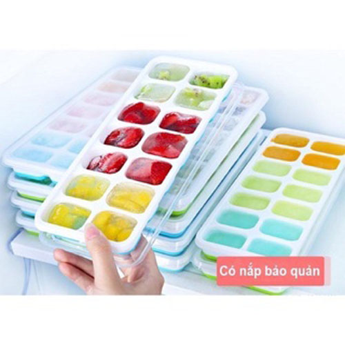 Khay trữ đông, có nắp đậy , đế silicon an toàn, tiện dụng.