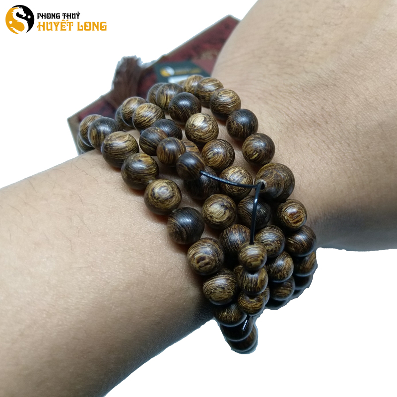 Vòng tay chuỗi tràng hạt trầm hương sánh chìm 108 hạt cao cấp - trầm hương tự nhiên - trầm hương phong thủy