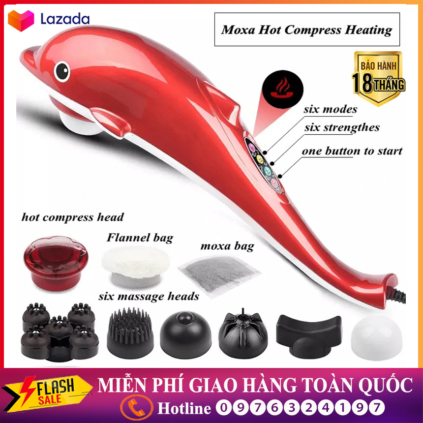 [HCM]( LOẠI TỐT ) Máy Massage Cầm Tay Cá Heo Búa Rung Hồng Ngoại Nhat Ban Bụng , Cơ , Lưng , Cổ Tử Cung Giảm Đau Thư Giãn Giảm Mệt Mỏi Nhanh Hoạt Động Rung 4 In 1 Tạo Cảm Giác Tê Lên Vùng Da Được Tiếp Xúc, Bảo Hành 18 Tháng