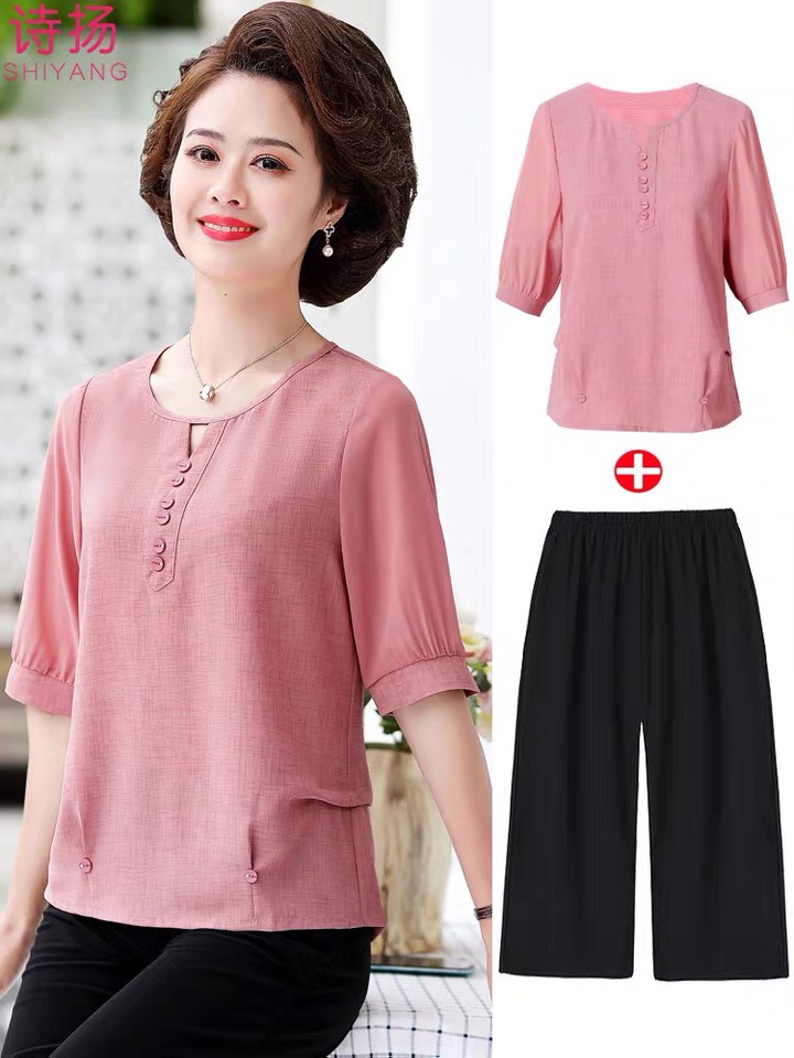 Đồ bộ trung niên cho mẹ-áo trung niên nữ- sét bộ quần áo nữ - bộ mặc nhà nữ