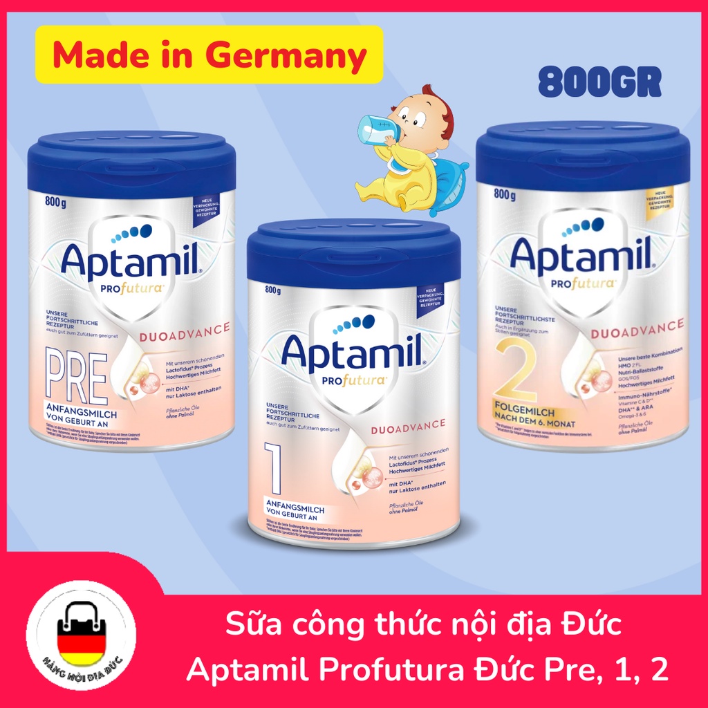 Sữa công thức nội địa Đức Aptamil Profutura Đức Pre, 1, 2 - hộp 800gram