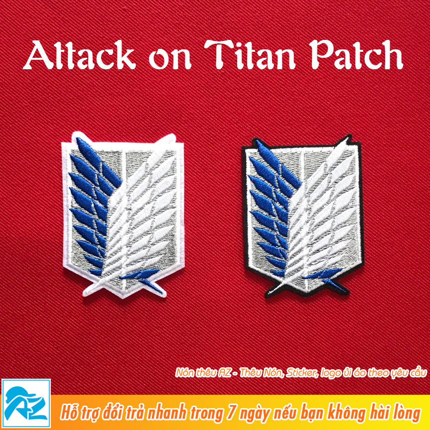 Patch vải ủi nhiệt thêu hình logo attack on titan anime sticker S497