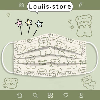 Khẩu trang hoạt hình, in hình gấu dễ thương người lớn Louiis.store