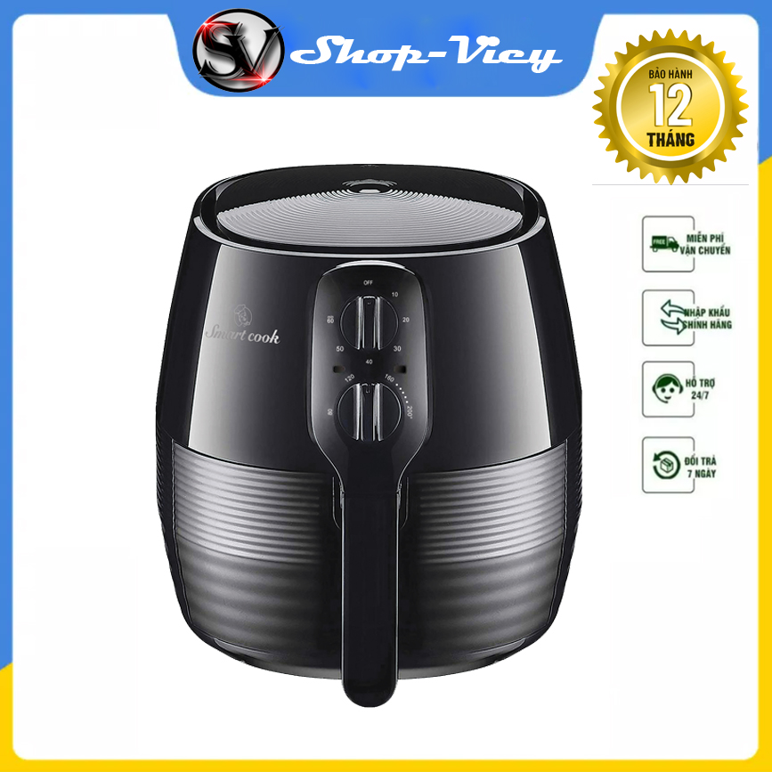 Nồi chiên không dầu elmich smartcook afs-3940 dung tích 5l phù hợp cho gia đình 5-6 người, công suất 1400w thiết kế tông màu đen sang trọng bắt mắt bếp chiên không khí áp dụng công nghệ rapid air giúp giảm tối đa lượng mỡ