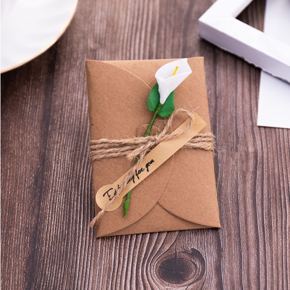 1PC Kraft Paper Dried Flower Creative DIY Blessing Greeting Card Hand Gift Business Card