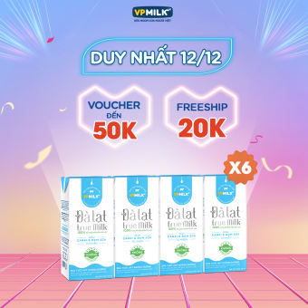 Sữa Tươi Nguyên Chất UHT Đà Lạt True Milk Không Đường VPMilk
