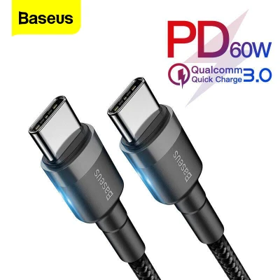 Baseus 0.5m/1m/2m 60W Fast Charging USB Type C Cable To USB C Cable For Samsung S10 Xiaomi Mobile Phone USBC PD Charger USB-C Type-C Cable (3)