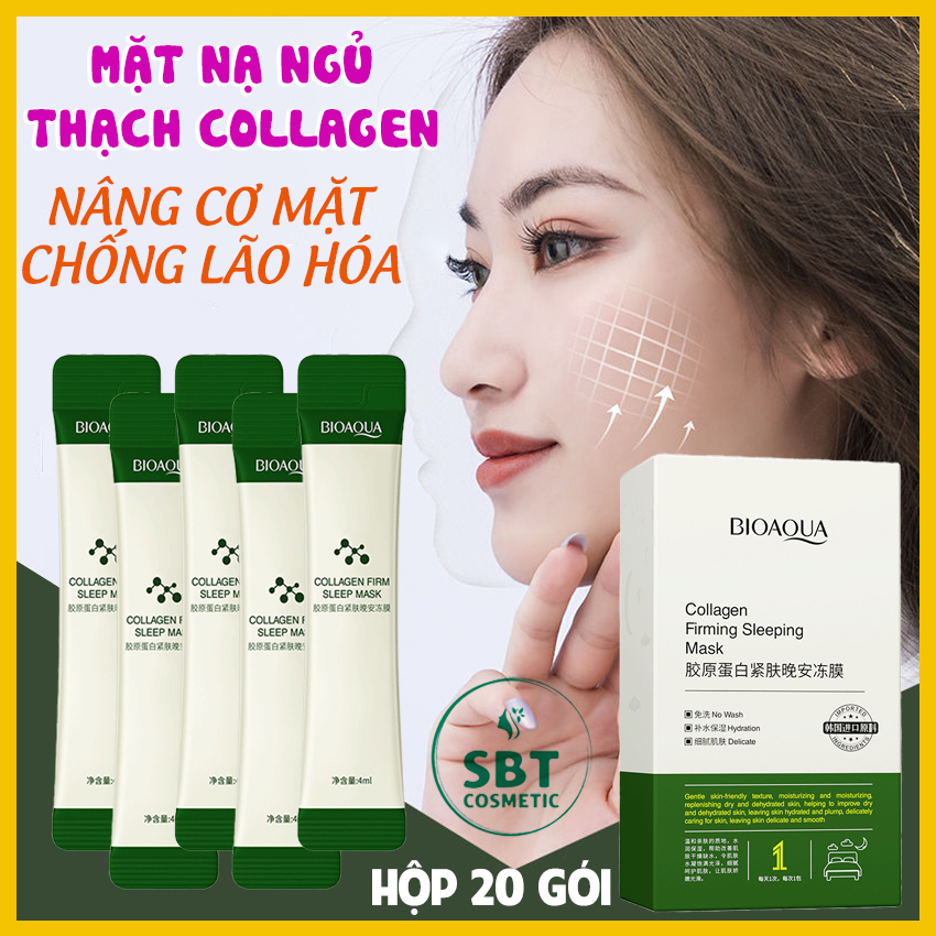 [Nâng Cơ Mặt] Hộp 20 Gói Mặt Nạ Ngủ Thạch Collagen Bioaqua - Giúp Nâng Cơ Mặt, Bổ Sung Collagen, Săn Chắc Da, Chống Lão Hóa