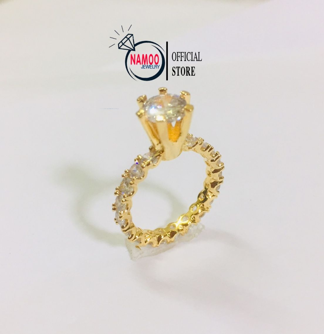 Nhẫn nữ đính đá mạ vàng n692, nhẫn vàng mạ namoo jewelry
