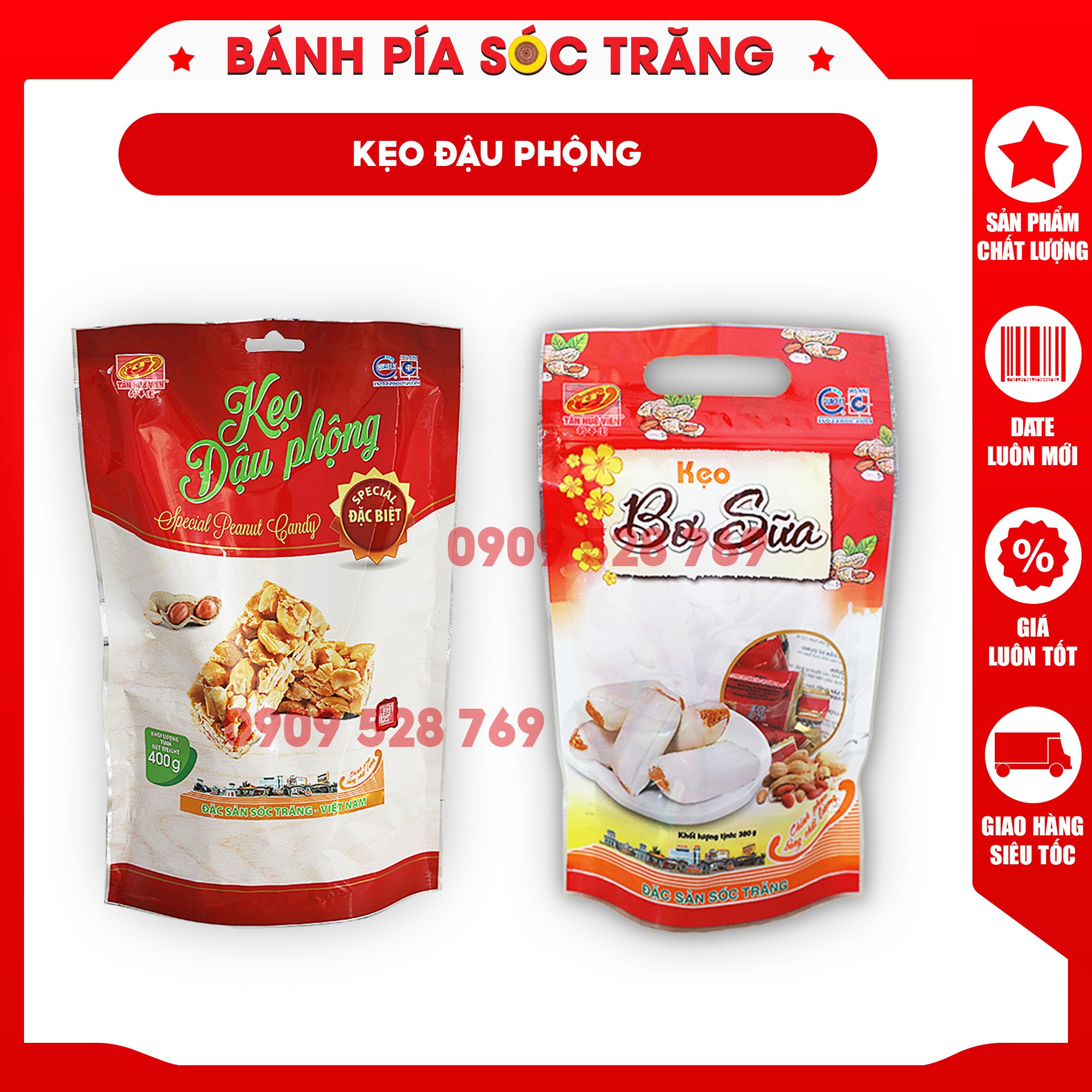 Kẹo đậu phộng đặc biệt.kẹo thèo lèo,kẹo đậu phộng bơ sữa,kẹo kéo đậu phộng Tân Huê Viên 400g, kẹo kéo kỉ niệm ngày bé
