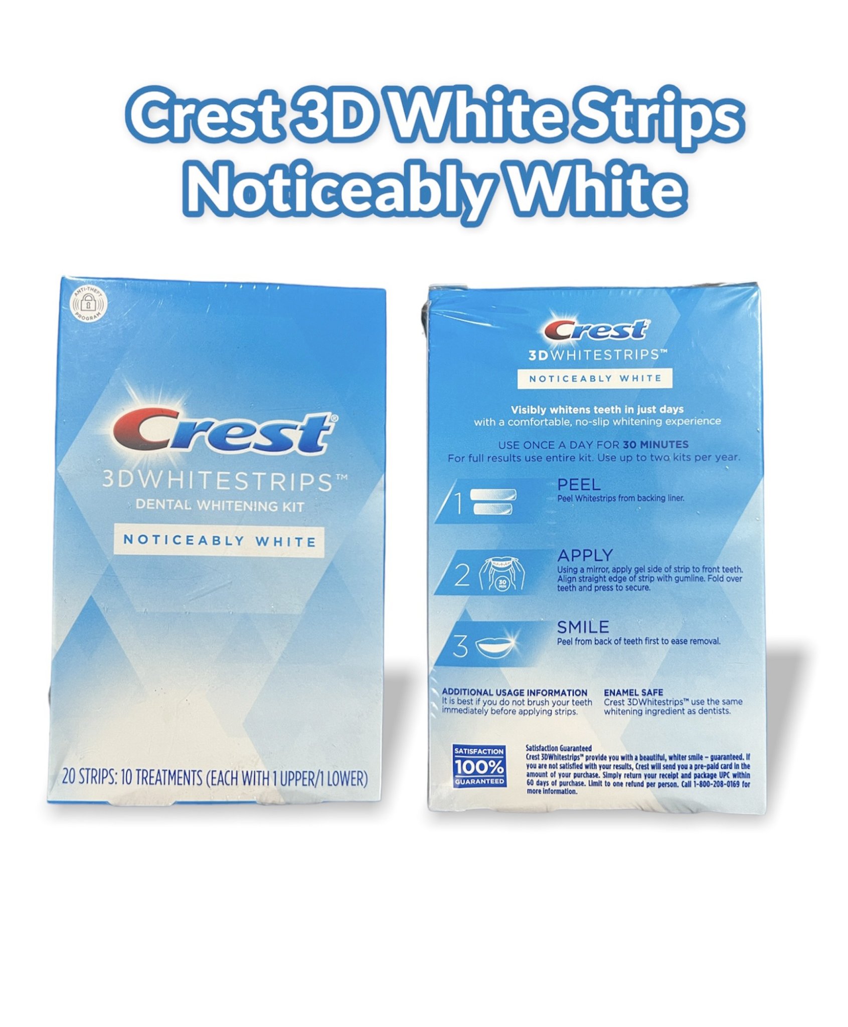 Miếng dán trắng răng Mỹ cấp tốc Crest 3D Noticeably White dành cho răng vàng nặng (liệu trình 10 ngày)