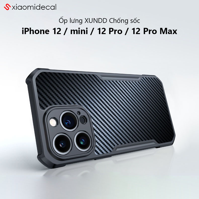 Ốp lưng xundd iphone 12 / mini / 12 pro / 12 pro max chống sốc, vân carbon magsafe