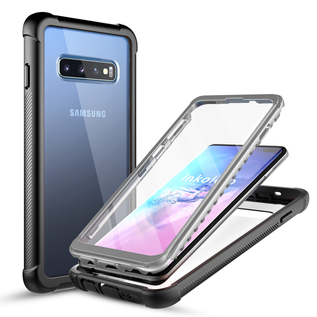 Inkolelo Ốp Cho Galaxy S10 + Samsung Ốp Chống Rơi 360 Miếng Bảo Vệ Màn Hình Tích Hợp Bảo Vệ Toàn Thân Cho Chịu Lực Cao Galaxy S10 + / S10 Plus Màu Đen