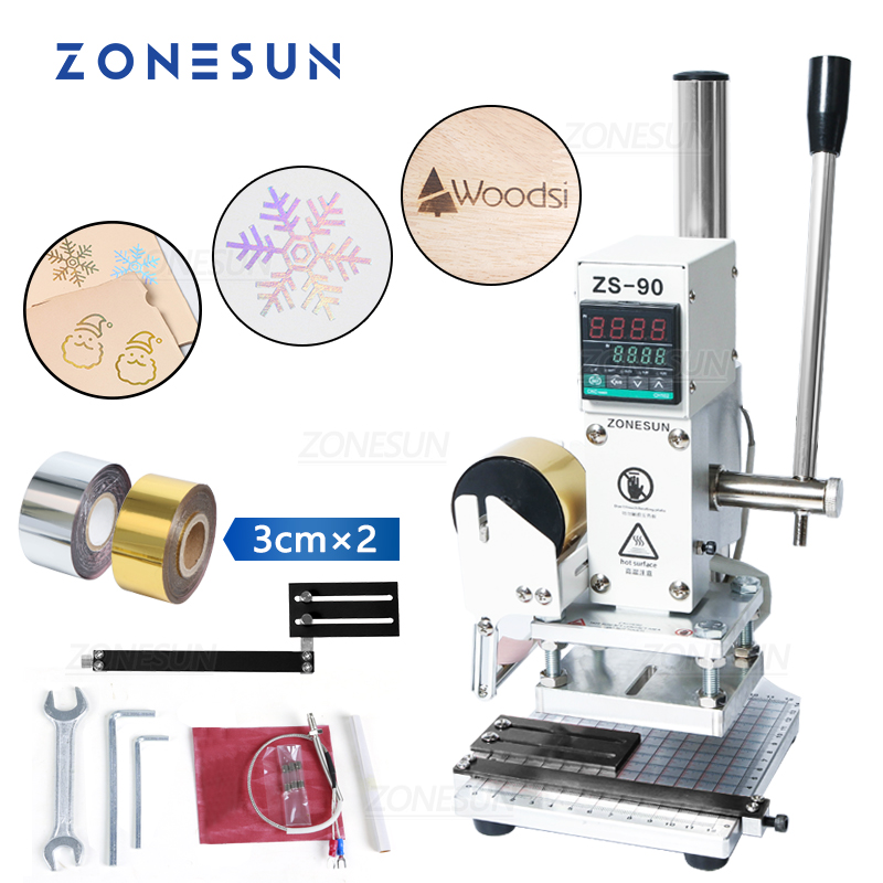 ZONESUN ZS90 Manual Digital Heat Press Machine PVC Card Book Leather Paper Wood Custom Logo Embossing Hot Foil Stamping Machine ราคา 5,995 บาท*ส่งฟรี