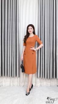Đầm EMY EM6963  Suông A Tùng Bèo Đắp