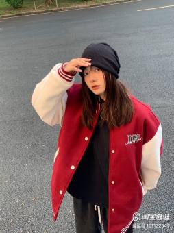 Áo khoác nữ Kiểu dáng Bomber, Chất liệu Kaki cotton 2 lớp cao cấp phối 2 màu đỏ trắng, Lê Hồng Nhung Shop