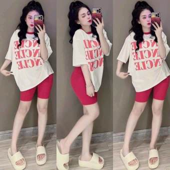 Set đò bộ ngố thun gân mix áo form rộng thun cotton co giản 4 chiều