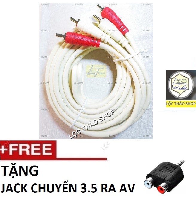 [HCM]Cáp loa 4 đầu hoa sen AV dài 5M Tặng 1 Jack chuyển 3.5 ra 2 đầu hoa sen