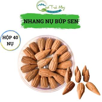 Nhang nụ hình búp sen Quế Trà My hộp 40 nụ sạch nhang thảo mộc hương quế  khói chảy ngược.